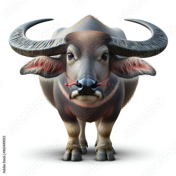 Obraz buffalo standing on white background