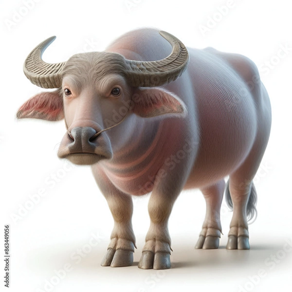 Obraz buffalo standing on white background
