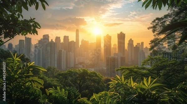 Fototapeta Cityscape with Reforestation Program