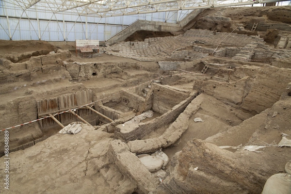 Obraz catalhoyuk Konya (Turkey). Built in 7500 B.C.