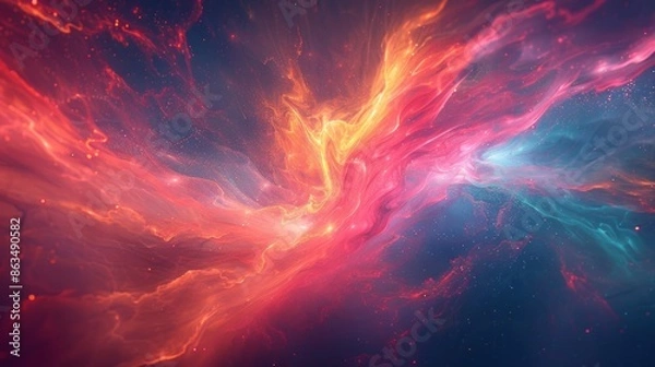 Fototapeta Vibrant Cosmic Nebula Exploding with Colorful Gas Formation