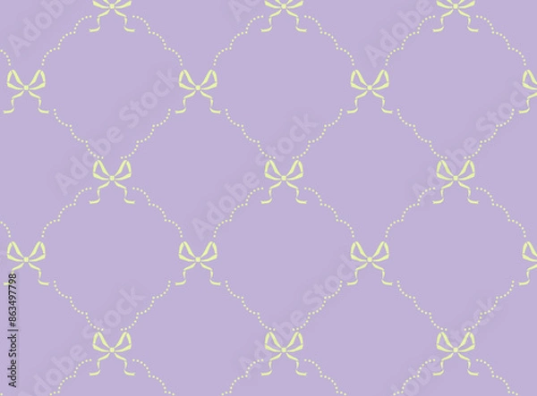 Fototapeta レトロなリボン柄の背景パターンイラスト