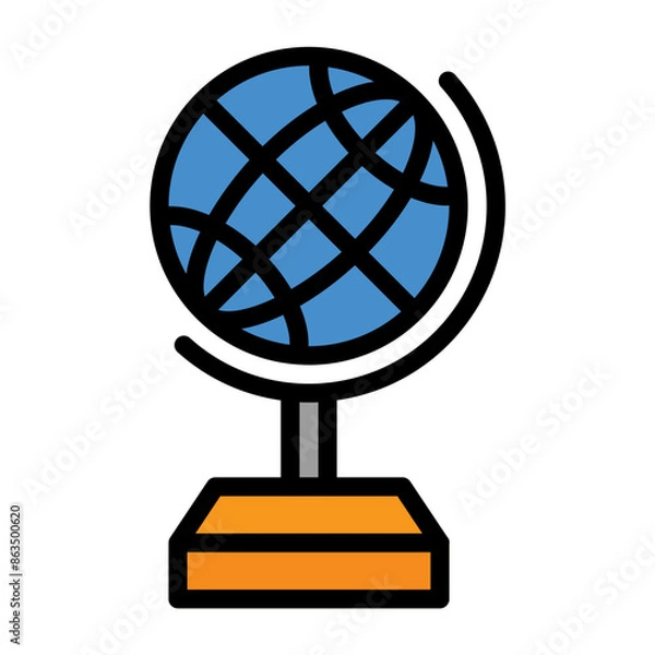Fototapeta globe icon color or logo illustration outline black filled style