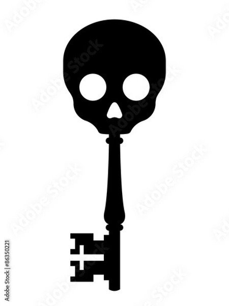 Fototapeta Antique key topped with a skull