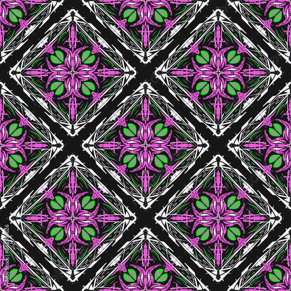 Fototapeta seamless pattern Ethnic, Ikat ,geometric ,native, tribai, free hand, boho part,Aztec,textile,fabric,mandalas ,
African patterns,American patterns, diagonal,lines,patterns,seamless patterns,