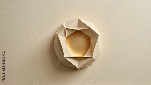 Fototapeta Beige Abstract Geometric Shape with Light Inside.