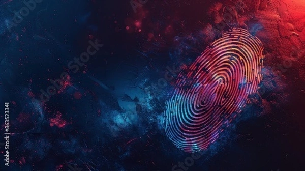 Fototapeta Colorful digital fingerprint on a dark background