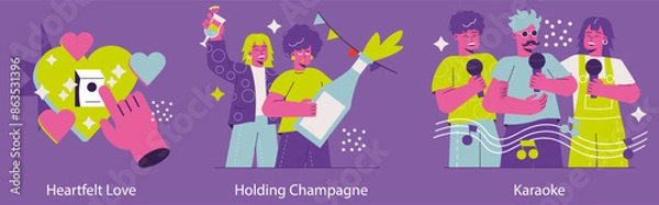 Fototapeta Party. Flat Vector Illustration