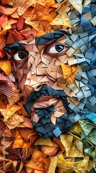 Obraz Vibrant Mosaic of Tortilla Chips Showcasing a Captivating Abstract Artwork