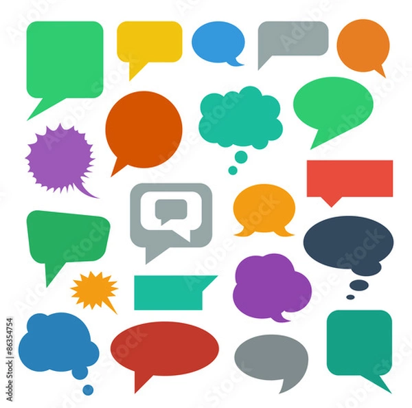 Fototapeta Set of empty colors speech bubbles. Flat. Vector