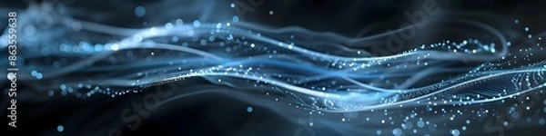 Fototapeta Dark grey black abstract background with blue glowing lines design for social media post, business, advertising event. Modern technology innovation concept background