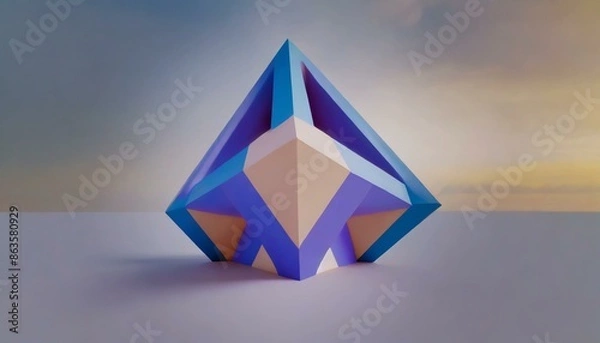 Fototapeta Abstract 3d render, minimalist geometric design with AI generated