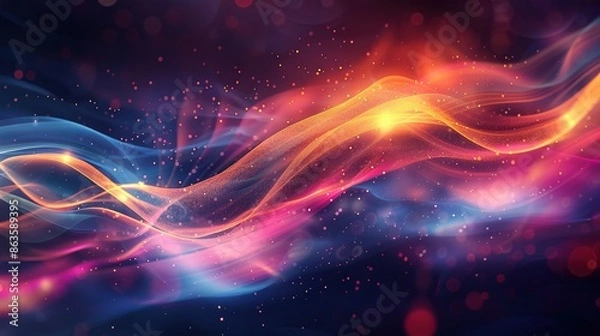 Fototapeta Glowing and smok blue and red waves on red, blue, black background, Generate AI.