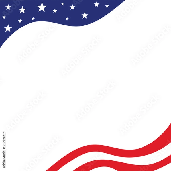 Fototapeta American Flag Frame Corner Background Design Template Vector