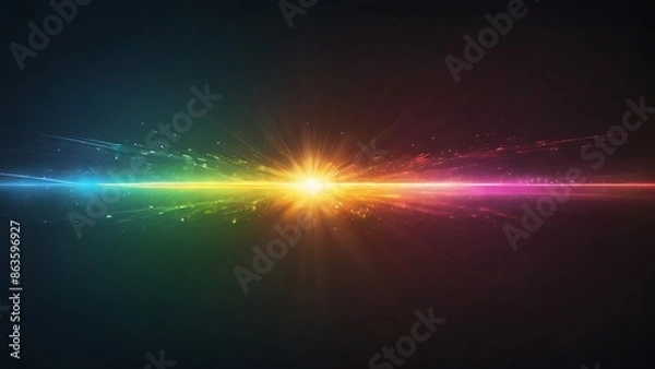 Fototapeta heavy lens flare light leak chromatic aberration overlay effect isolated on transparent background