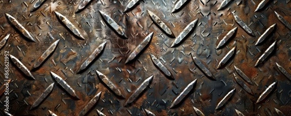 Fototapeta Rusty Diamond Plate Metal Texture Background