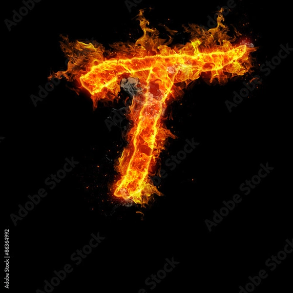 Fototapeta Fire letter T
