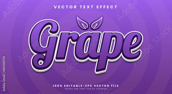Obraz Grape 3d editable text effect Template suitable for nature theme