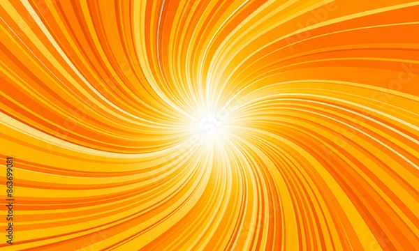 Fototapeta Swirling radial orange background. Vortex bright shiny light background.