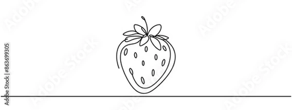 Obraz Vector strawberry with one line style and spots.