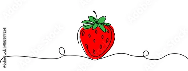Obraz Vector strawberry with one line style and spots.