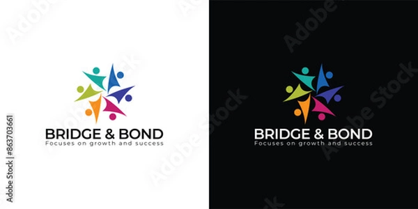 Fototapeta Connecting the Gap Bridge & Bond Logo Design - Unify Your Brand