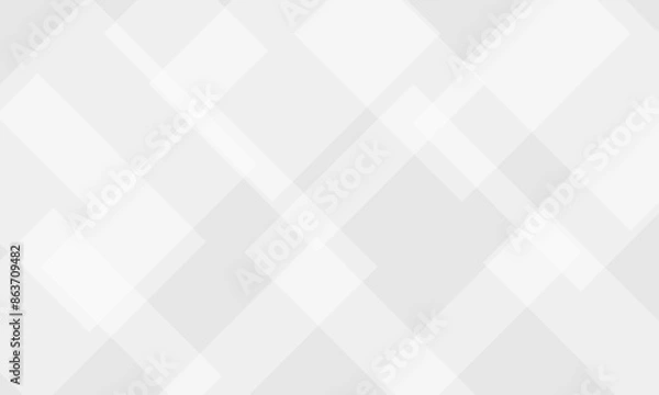 Obraz White and gray geometric glossy square technology background. Seamless white geometric banner concept vector background.  cover, poster, brochure, banner, wallpaper design.