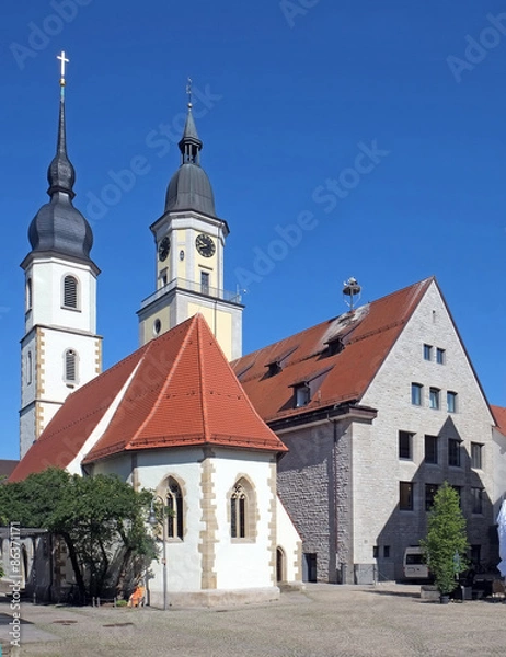 Fototapeta Rathaus und Kirche in Crailsheim