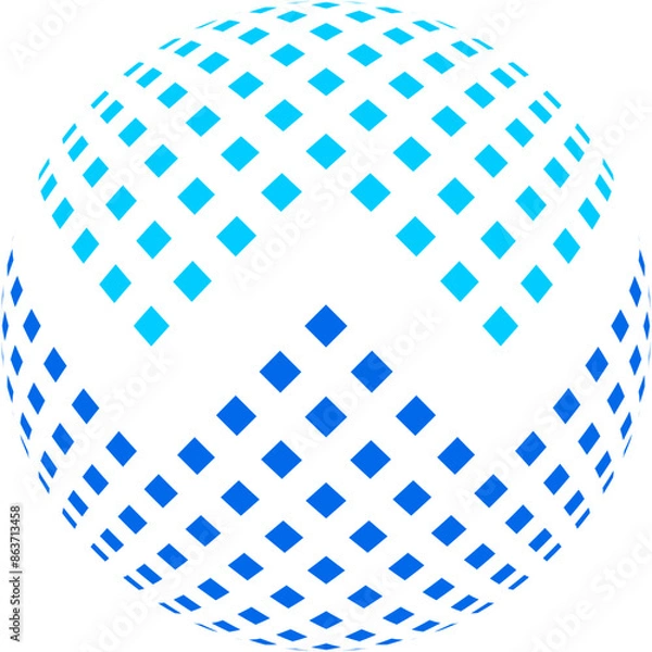 Obraz Globe logo shaped by tiny square with W letter shape