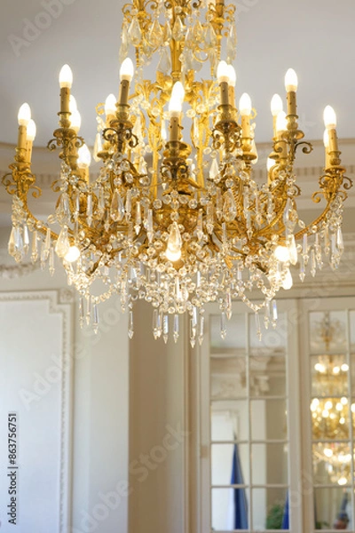 Obraz Lustre chandelier ancien en cristal, avec chandelier 