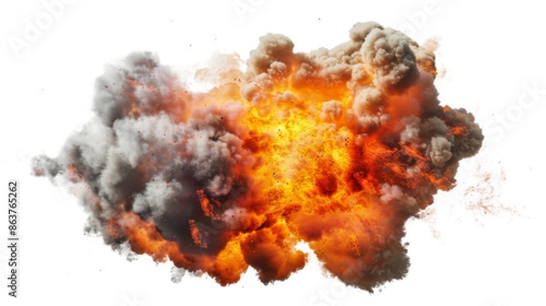 Fototapeta Explosion fire blast on transparent background