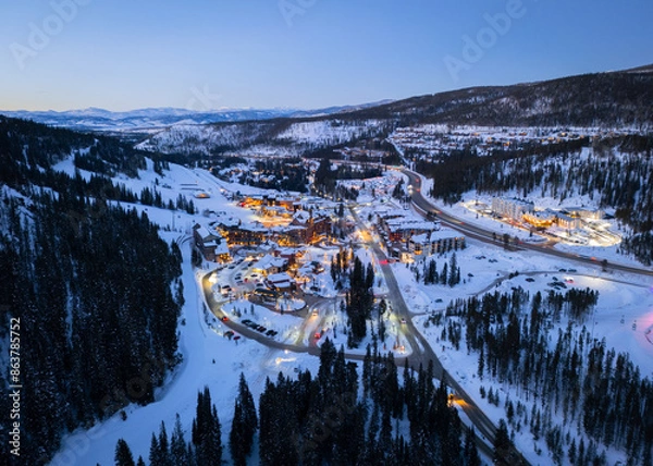Fototapeta Aerial View of Winter Park, Colorado