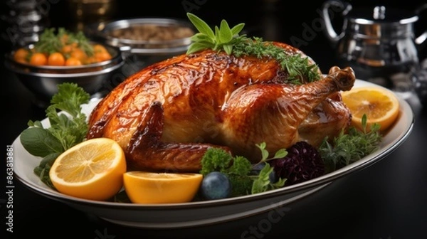 Obraz Super Realistic, Highly Detailed Turkey Dish on White Background | Perfect for Food Photography, Editorial Use, and Culinary Projects, Ai generative
