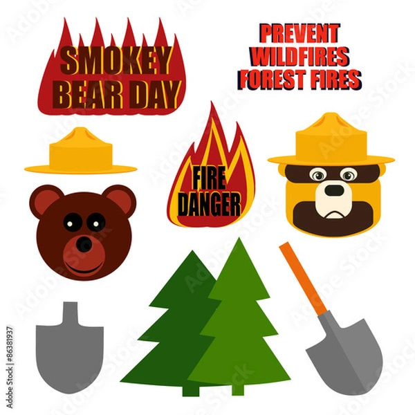 Obraz Vector set silhouettes for Smoked bear day On flat style