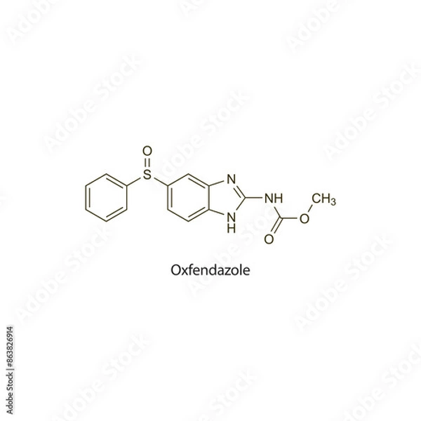 Fototapeta Oxfendazole flat skeletal molecular structure Anthelmintic agent drug used in worm infection treatment. Vector illustration scientific diagram.