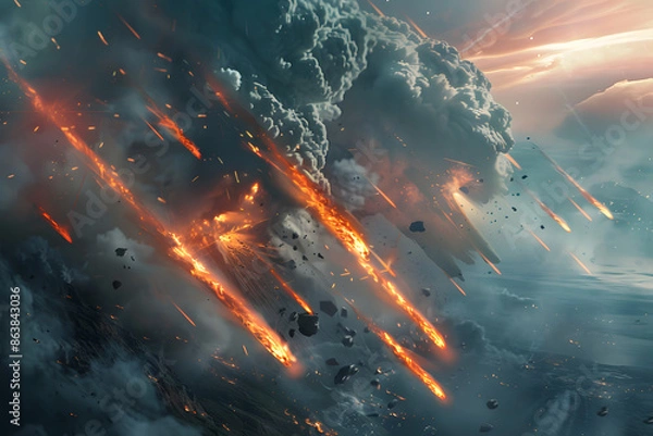 Obraz a massive meteorite impacting Earth with a dramatic and catastrophic force