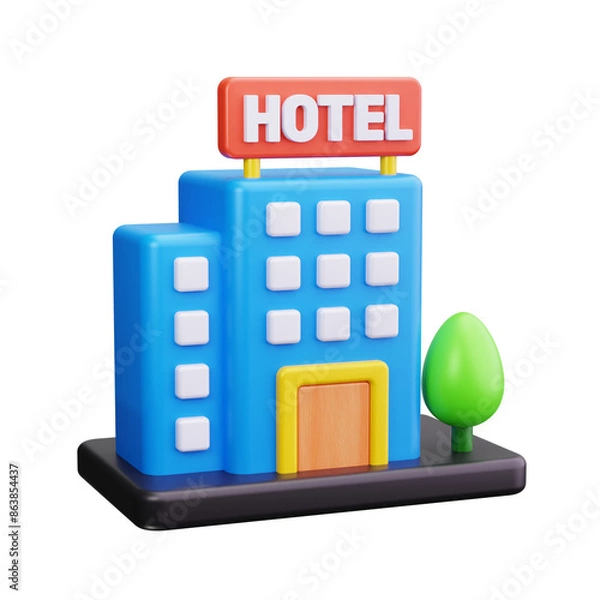 Obraz hotel 3d render icon