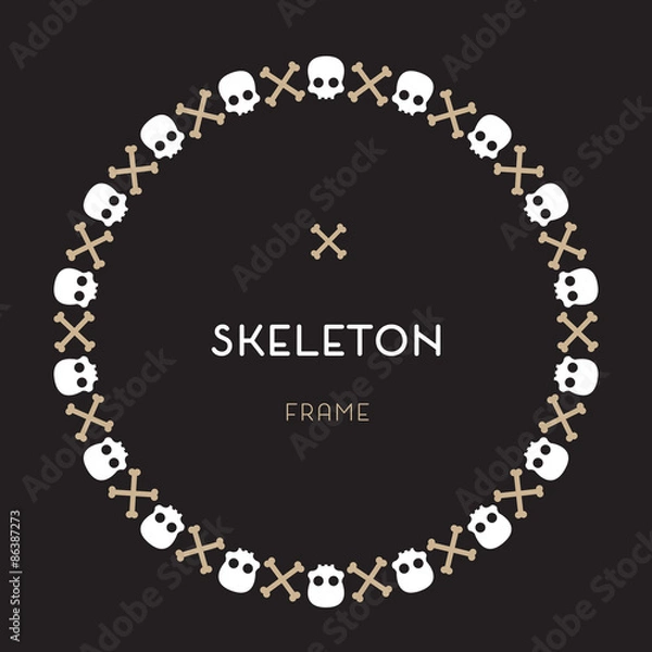 Obraz Skull and Bones Black and Wite Frame