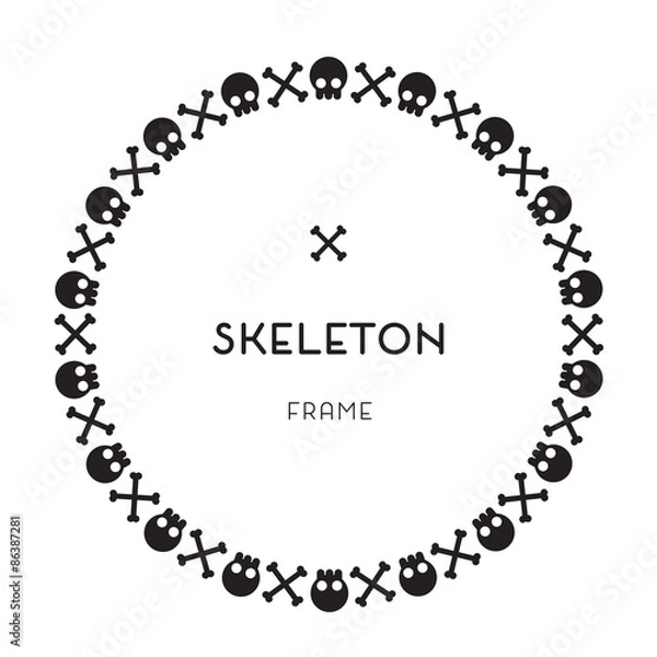 Fototapeta Skull and Bones Black and Wite Frame