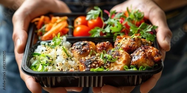 Fototapeta Delicious Asian-Inspired Meal in a To-Go Container