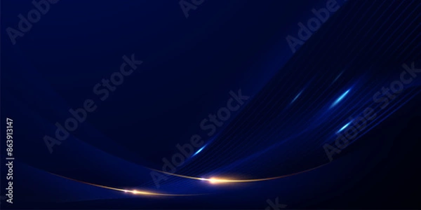 Fototapeta blue abstract background with luxury golden elements vector illustration