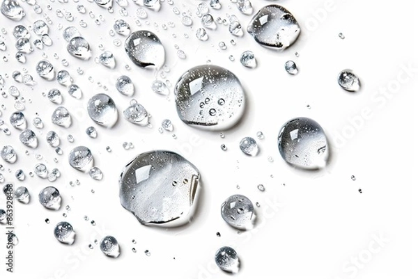 Fototapeta Water drops on white background top view