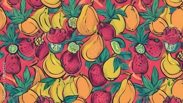 Fototapeta Generative AI. Background pattern fruit 