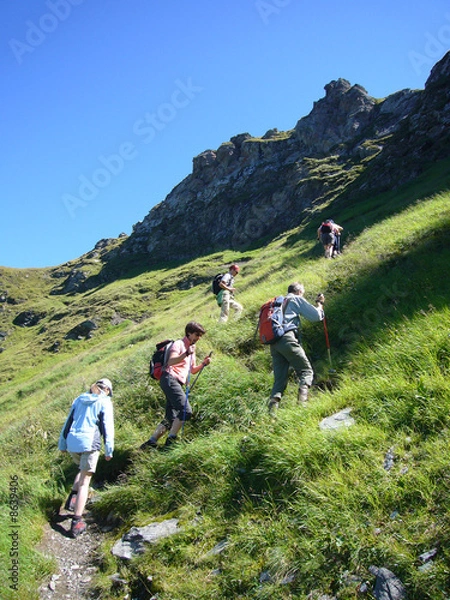 Obraz Wanderer steil bergauf