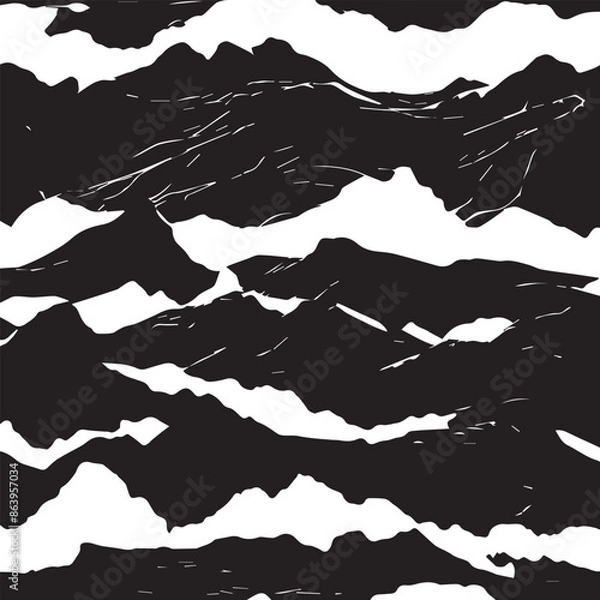 Fototapeta Grunge abstract isometric pattern. Horizontal black and white backdrop.
