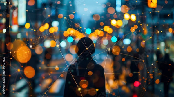 Fototapeta Building Their Brand: Entrepreneur Utilizes Social Media for Networking and Growth, generative AI