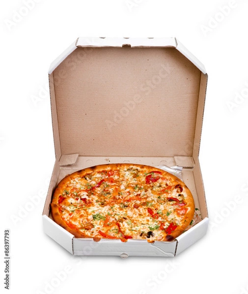 Fototapeta Pizza w pudełku izolowanym