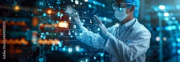 Fototapeta Doctor Interacting with Digital Medical Interface