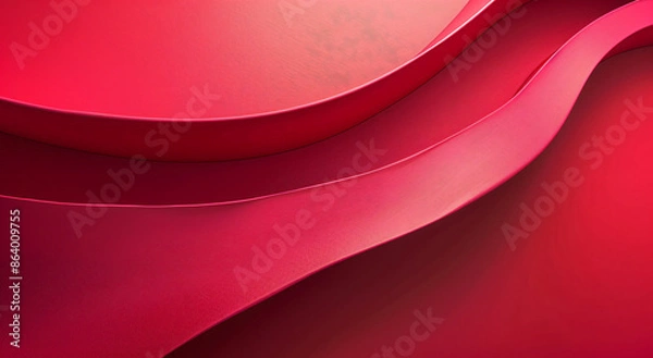 Fototapeta Red background, curved lines, abstract style, red color scheme, simple and elegant background design with soft lighting. The texture of the paper is visible through a macro lens