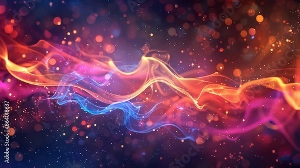 Fototapeta Bold fire patterns with dynamic light streaks in a dark backdrop